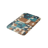 Dark Blue, Teal, Brown, and Tan Geometric Pattern Badmat (Gekanteld)
