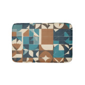 Dark Blue, Teal, Brown, and Tan Geometric Pattern Badmat (Voorkant)