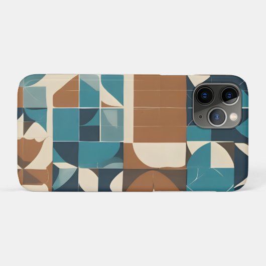 Dark Blue, Teal, Brown, and Tan Geometric Pattern Case-Mate iPhone Case (Achterkant (horizontaal))