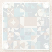 Dark Blue, Teal, Brown, and Tan Geometric Pattern Glazen Onderzetter (Achterkant)