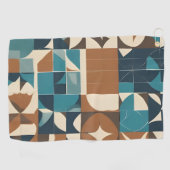 Dark Blue, Teal, Brown, and Tan Geometric Pattern Golfhanddoek (Horizontaal)