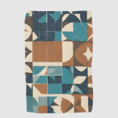 Dark Blue, Teal, Brown, and Tan Geometric Pattern Golfhanddoek (Voorkant)