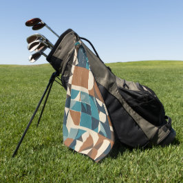 Dark Blue, Teal, Brown, and Tan Geometric Pattern Golfhanddoek