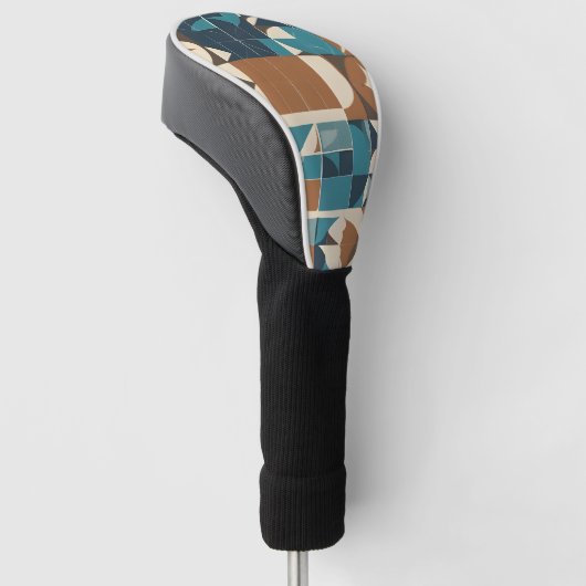 Dark Blue, Teal, Brown, and Tan Geometric Pattern Golfheadcover (Schuin)