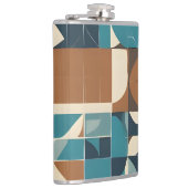 Dark Blue, Teal, Brown, and Tan Geometric Pattern Heupfles (Rechts)