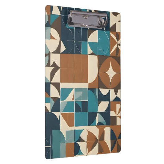 Dark Blue, Teal, Brown, and Tan Geometric Pattern Klembord (Rechts)