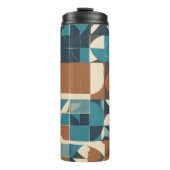 Dark Blue, Teal, Brown, and Tan Geometric Pattern Thermosbeker (Voorkant)