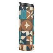 Dark Blue, Teal, Brown, and Tan Geometric Pattern Thermosbeker (Geroteerd rechts)
