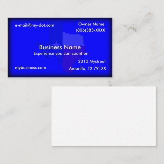 Dark Blue Texas Flag Map Visitekaartje (Voorkant / Achterkant)