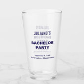 Dark Blue Text Bachelor Party Glass Cup Glas (Voorkant)