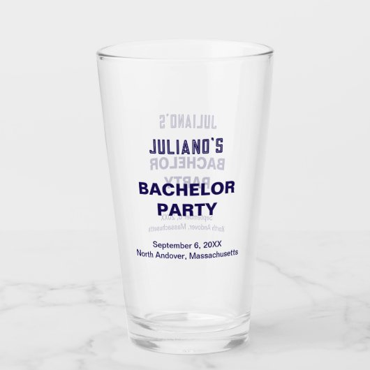 Dark Blue Text Bachelor Party Glass Cup Glas (Voorkant)