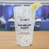 Dark Blue Text Bachelor Party Glass Cup Glas