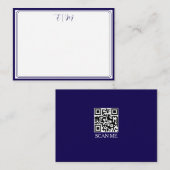  Dark Blue three Border Monogram Note Card Notitiekaartje (Voorkant / Achterkant)