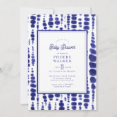 Dark Blue Tie Dye Shibori Indigo Baby shower Kaart (Voorkant)