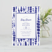 Dark Blue Tie Dye Shibori Indigo Baby shower Kaart (Staand voorkant)