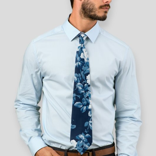 Dark blue tie, floral tie, floral ties for wedding stropdas