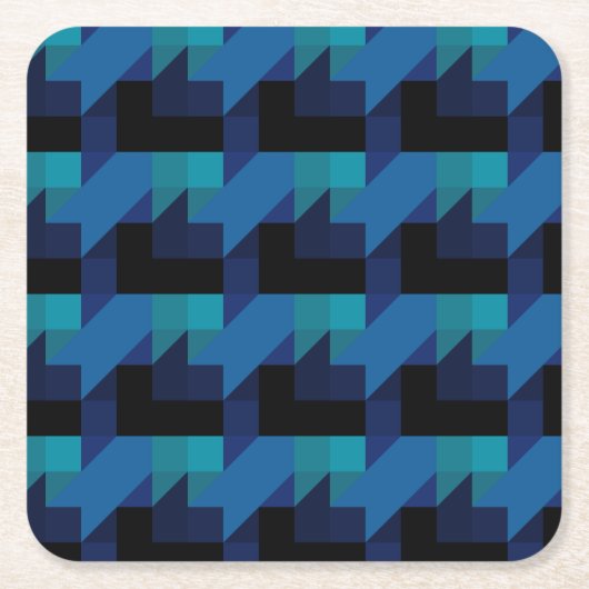Dark Blue Toned Geometric mix Pattern Kartonnen Onderzetters (Voorkant)