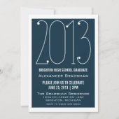 Dark Blue Trendy 2013 Afstuderen Invitation Kaart (Voorkant)