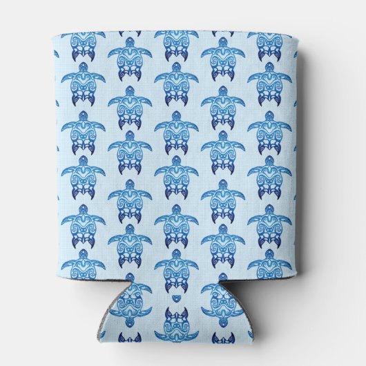 Dark Blue Tribal Honu Turtles Blikjeskoeler (Achterkant)