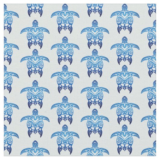 Dark Blue Tribal Honu Turtles Stof (Close Up)