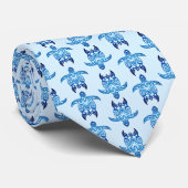 Dark Blue Tribal Honu Turtles Stropdas (Opgerold)