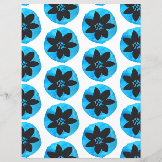 Dark Blue Tropical Flower Scrapbook paper (Voorkant)