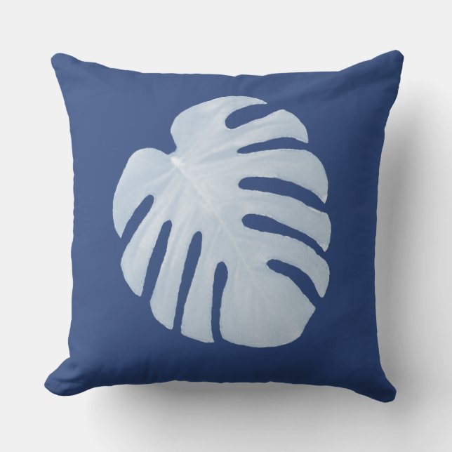 Dark Blue Tropical Pillow Buitenkussen (Voorkant)