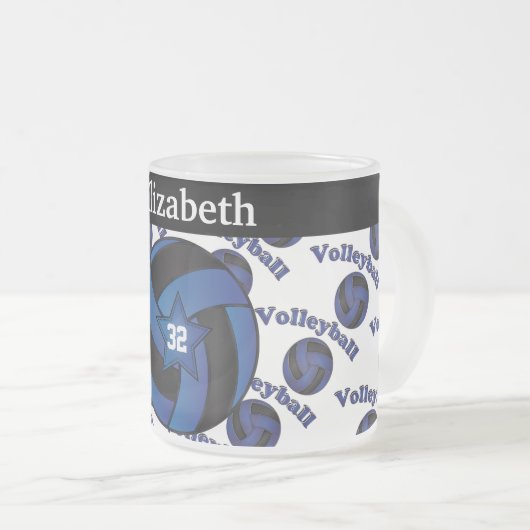 Dark Blue Volleyball personaliseren Matglas Koffiemok (Voorkant rechts)