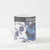 Dark Blue Volleyball personaliseren Matglas Koffiemok (Voorkant links)