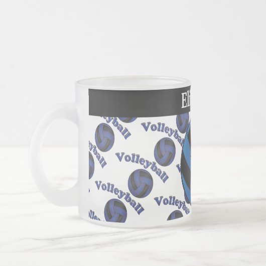 Dark Blue Volleyball personaliseren Matglas Koffiemok (Links)