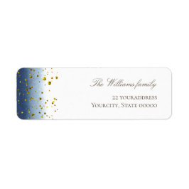 dark blue watercolor simulated gold glitter label