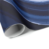 Dark Blue Wave Pattern – Modern Elegant Gift Cadeaupapier (Rol Hoek)