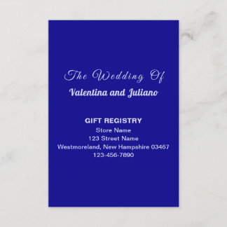 Dark Blue Wedding Gift Registry Portrait Informatiekaartje