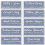 Dark Blue Wedding Guest Adresetiketten Sticker<br><div class="desc">Eenvoudig te personaliseren, namen en adressen / individuele trouwadreslabel stickers voor gastuitnodigingen. Deze chique, moderne en stijlvolle bruiloft adresetiketten zijn voorzien van uw bruiloft gastnamen in witte elegante handgeschreven script kalligrafie op een donkerblauwe achtergrond. Voeg eenvoudig uw individuele huwelijksgastnamen en adres toe. Exclusief voor u ontworpen door Happy Dolphin Studio....</div>