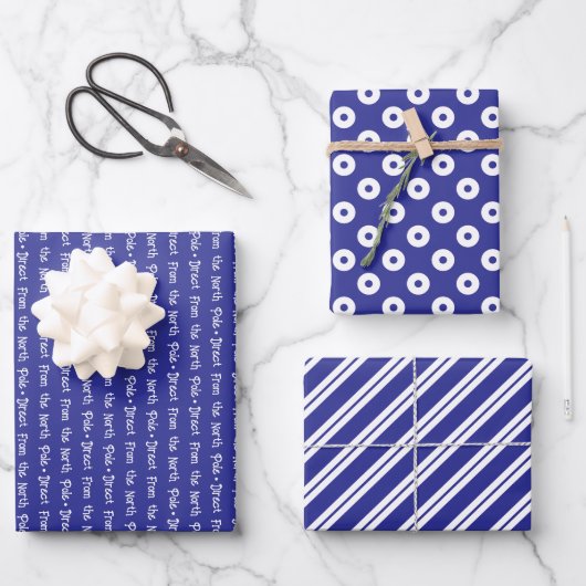 Dark Blue & White Coordinated Christmas Inpakpapier Vel (Voorkant)