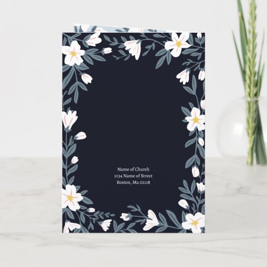 Dark Blue & White Floral Photo Funeral Programme (Achterkant)