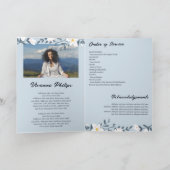 Dark Blue & White Floral Photo Funeral Programme (Binnen)