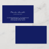 Dark Blue White Minimalist Script Plain Simple Visitekaartje (Voorkant / Achterkant)