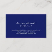Dark Blue White Minimalist Script Plain Simple Visitekaartje (Voorkant)
