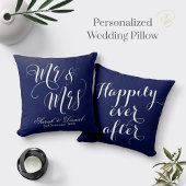 Dark Blue White Mr & Mrs Wedding Keepomwille Pillo Kussen