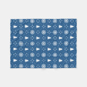Dark Blue White Snowflakes kerspatroon Fleece Deken (Voorkant (Horizontaal))