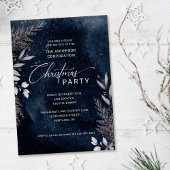 Dark Blue Winter Foliage Corporate Kerstparty Kaart