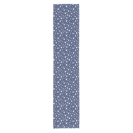 Dark Blue Winter Snow Pattern Korte Tafelloper (Voorkant)