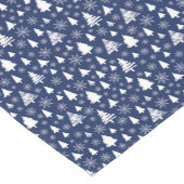 Dark Blue Winter Snow Pattern Korte Tafelloper (Hoek)