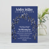 Dark Blue Winter Solstice Yule Snow Forest Party Kaart (Staand voorkant)