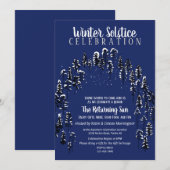 Dark Blue Winter Solstice Yule Snow Forest Party Kaart (Voorkant / Achterkant)