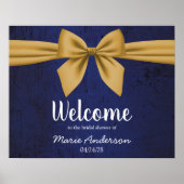 Dark Blue with Gold Bow Bridal Shower Poster (Voorkant)