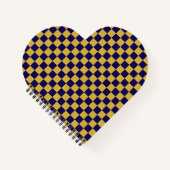 Dark Blue with Metallic Gold Square Pattern Heart Notitieboek (Voorkant)