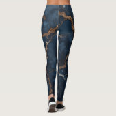 Dark blue Women Leggings with Gold Veins (Achterkant)