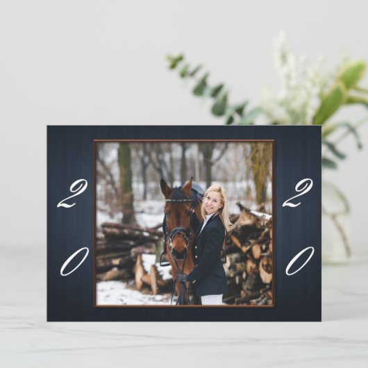 Dark Blue Wood Afstuderen aangekondigd Aankondiging (Staand voorkant)